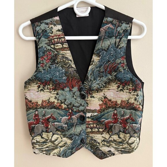 Vintage Clairbots Western Equestrian Tapestry Vest Size Men's Small UNISEX - Picture 3 of 13